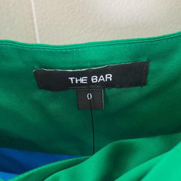 The Bar Twist Mini Cocktail Silk Party Bling Dress in Emerald & Cobalt Size 0 - Picture 5 of 8